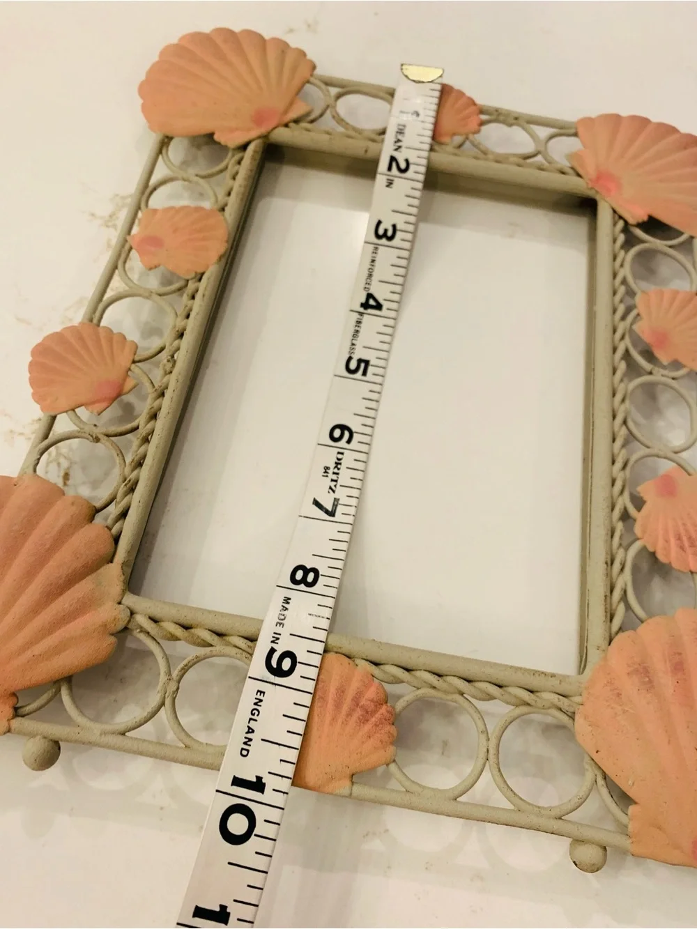 Coastal Accent Picture Frame Metal Scallop Shells Set Of (2) NO Glass (read).